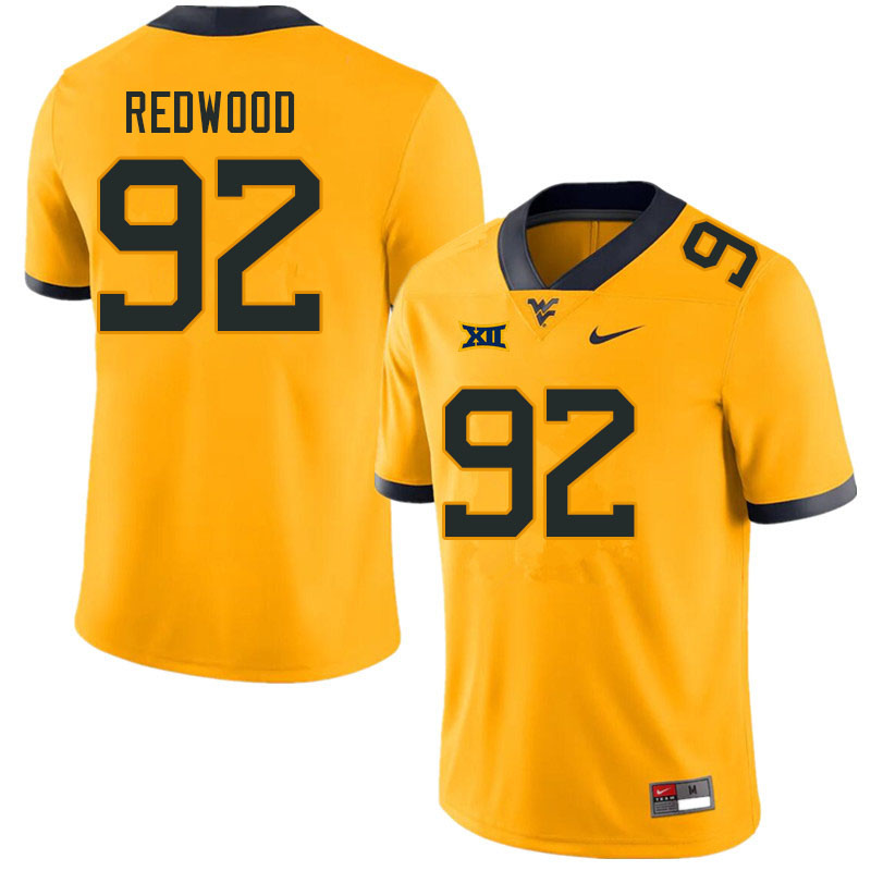 Men #92 Asani Redwood West Virginia Mountaineers College Football Jerseys Sale-Gold - Click Image to Close